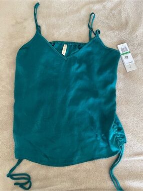 Macy's Teal Satin Camisole with Side Ties